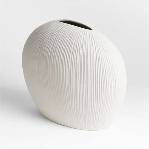 Alura Low Wide Cream White Porcelain Vase image