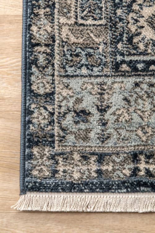 Light Blue Shaded Medallion Fringe Area Rug-8'x10' image