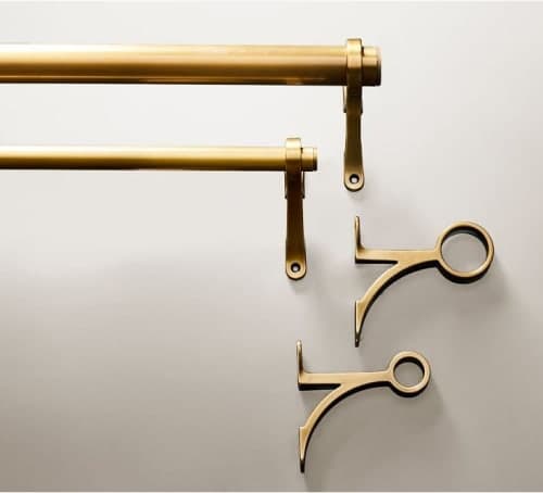 Brass Curtain Rod & Wall Bracket - Small - 1.25" diam. image