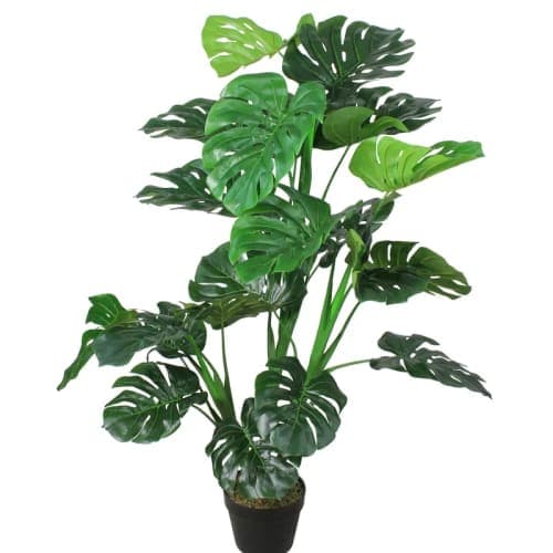 Potted Green Artificial Monstera Plant image