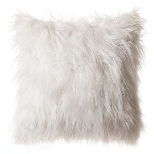 Marty Mongolian Long Hair Square Faux Fur Cushion With Insert-18"x18" image