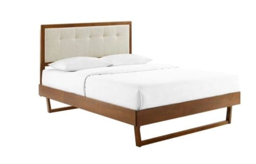 Wiley Beige and Walnut Platform Bed Frame King Walnut  image