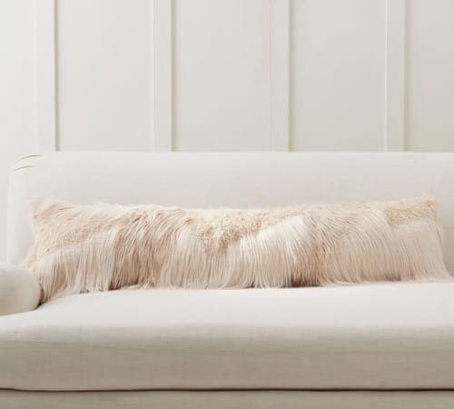 Mongolian Patchwork Faux Fur Lumbar Pillow Cover No Insert-48"x12" image