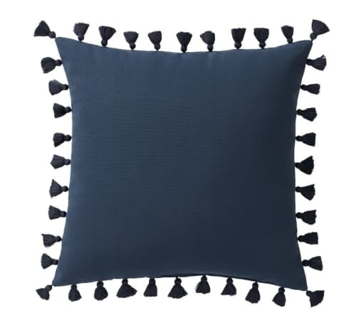 Tassel Trim Indoor Outdoor Pillows With Insert-18"x18" image