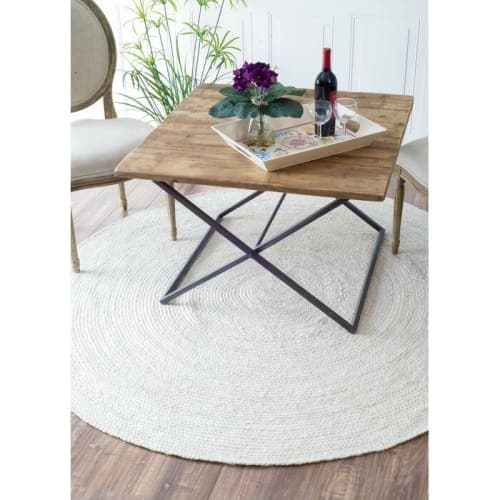 Malaysia Hand Braided Jute Off White Area Rug-7'x7' image