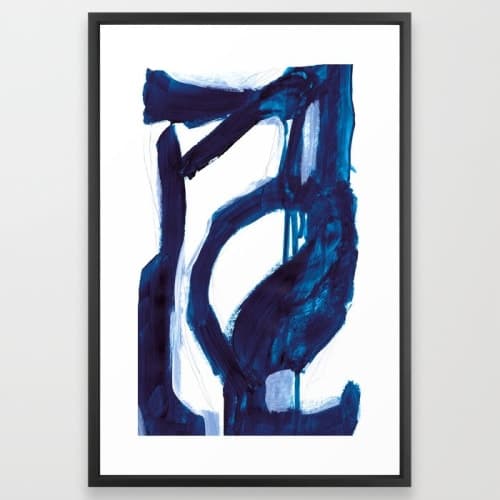 Blue Abstract Framed Art Print with frame 24" x 36" image