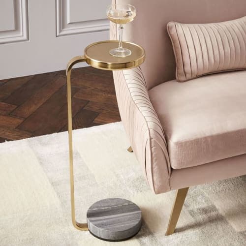 Murray Drink Table Gray Marble Antique Brass image