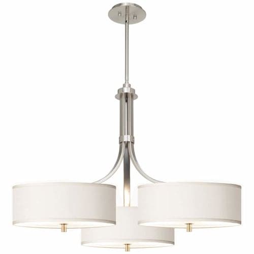 Cream Textured Faux Silk Wide Triple Shade Pendant image