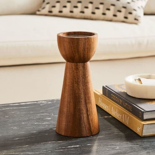 Pure Wood Pillar Candle Holders image
