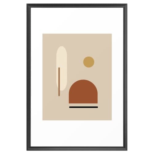 Abstract Geometric Shapes Neutral Tone Boho Decor With Frame 24" x 36" image