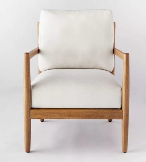 THRESHOLD LADDER BACK WOOD ARM ACCENT CHAIR CREAM image