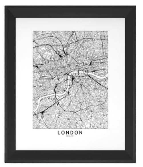 London White Map Art Print With Frame image