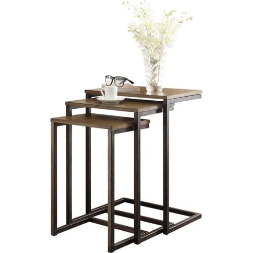 Oak / Iron Kendrik 23.5'' Tall Solid Wood C Table Nesting Tables image