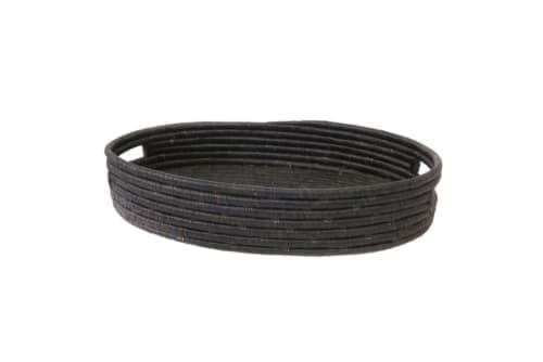 Black Raffia Bread Basket With Handles image