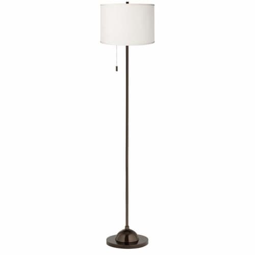 Cream Faux Silk Shade Bronze Club Floor Lamp image