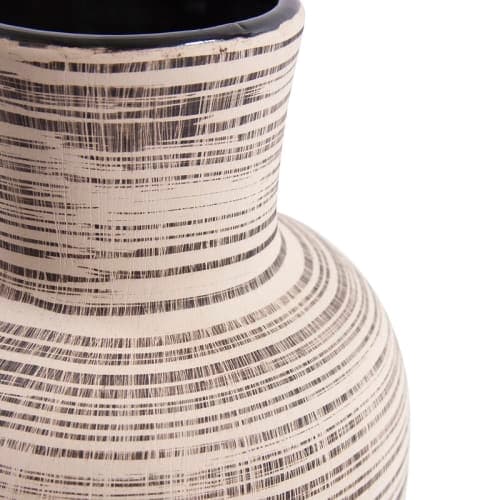 Vannorman Neutral Striped Ceramic Floor Vase image