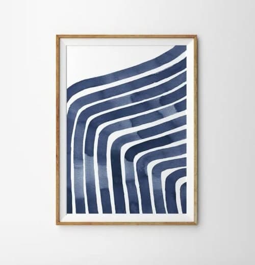 Navy Blue Lines Frame Print 16x20 image