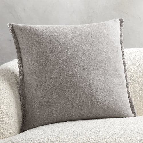 Flota grey fringe pillow with down alternative insert image