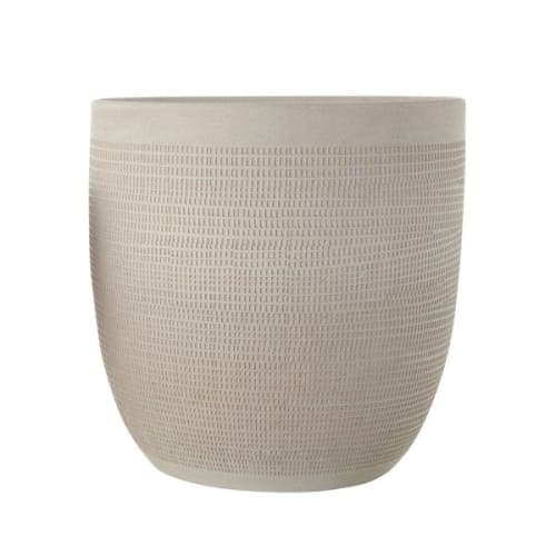 Large Matte White Embossed Stoneware Planter image