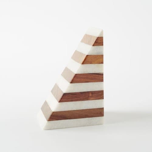 Striped Marble Wood Bookend image