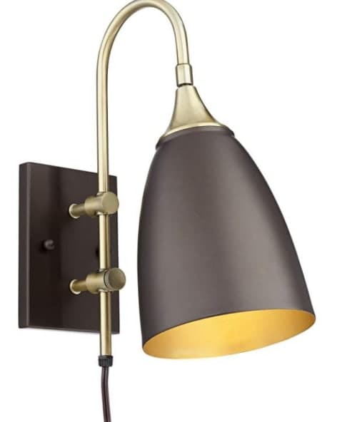 Lewes Bronze and Antique Brass Plug In Wall Lamp image