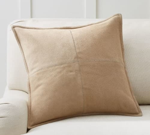 Pieced Suede Pillow Cover - Stone image