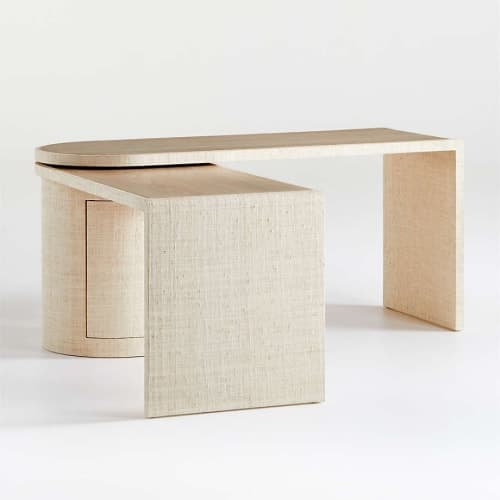 Twist Grasscloth Rotating Desk (Open) image