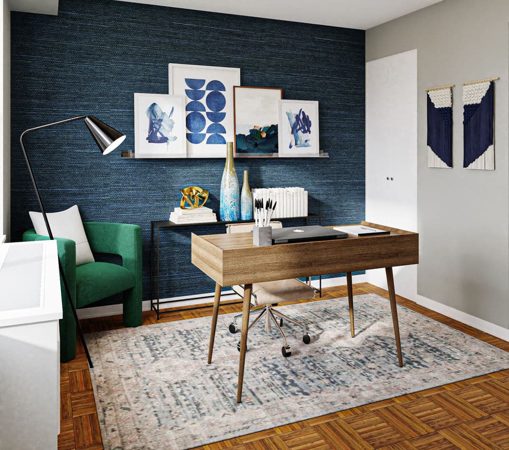 Denim Hues Add Glam To This Modern Home Office Gallery, Image 2
