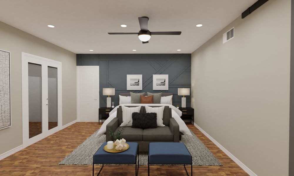 Stylish Bedroom: Modern Elegance with Accent Wall