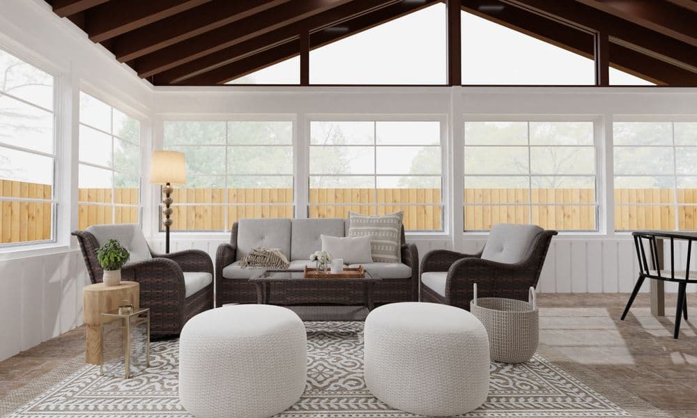 Sunroom Modern Farmhouse with Inviting Seating