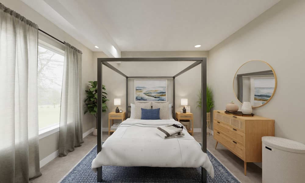 Transitional Guest Bedroom with Boho Touches