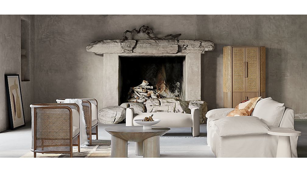 Fields Cane Back White Accent Chair_Crate & Barrel