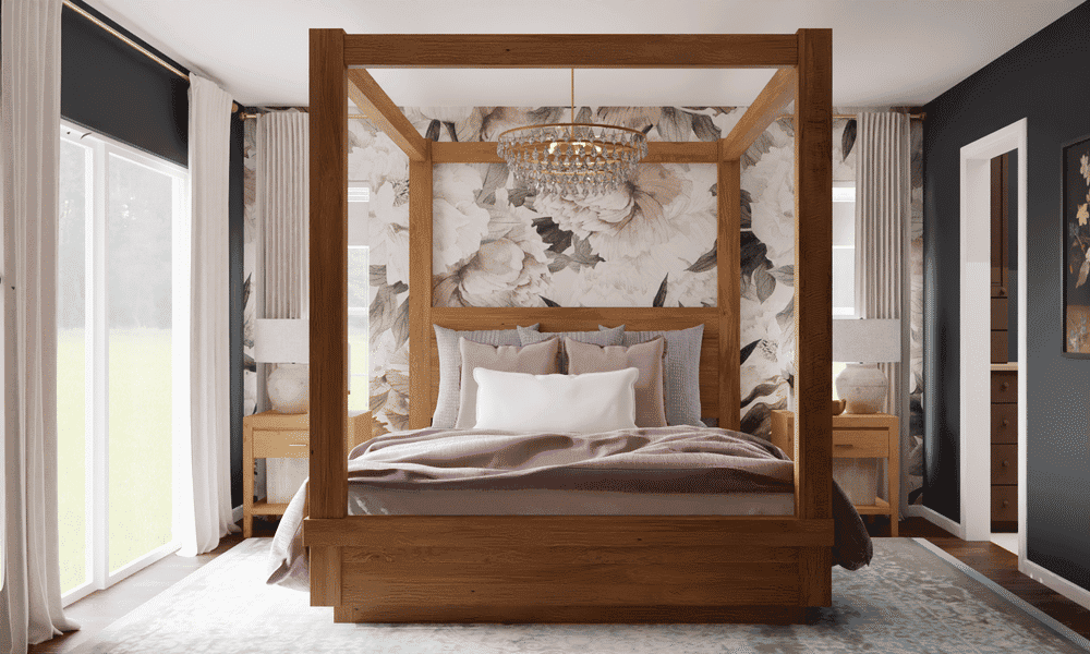 Bedroom Classic Elegant with Floral Wallpaper